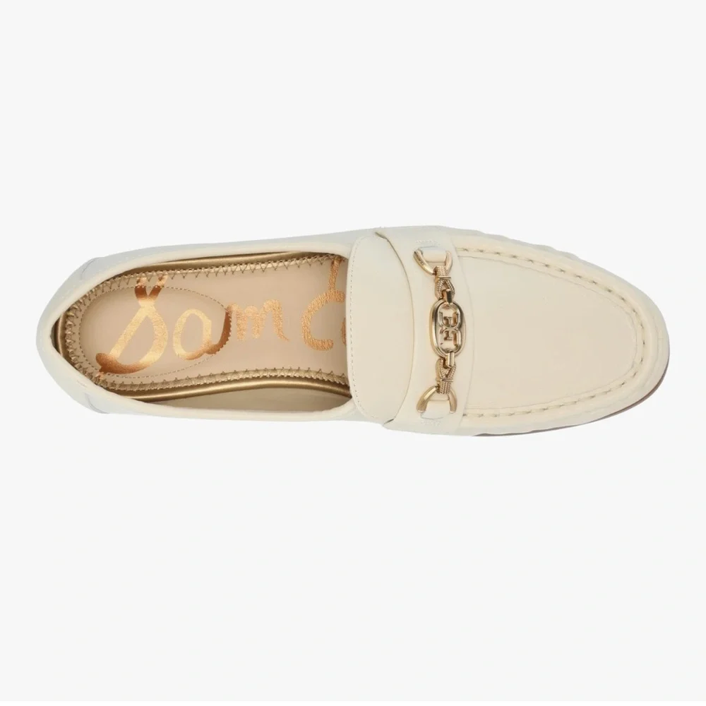 Sam Edelman Cream Leather Loafers - Picture 8 of 9